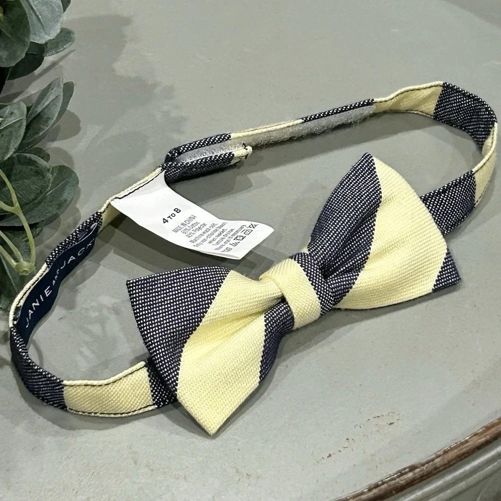 Janie And Jack Boys Yellow And Navy Striped Bow Tie‎ 4-8Y